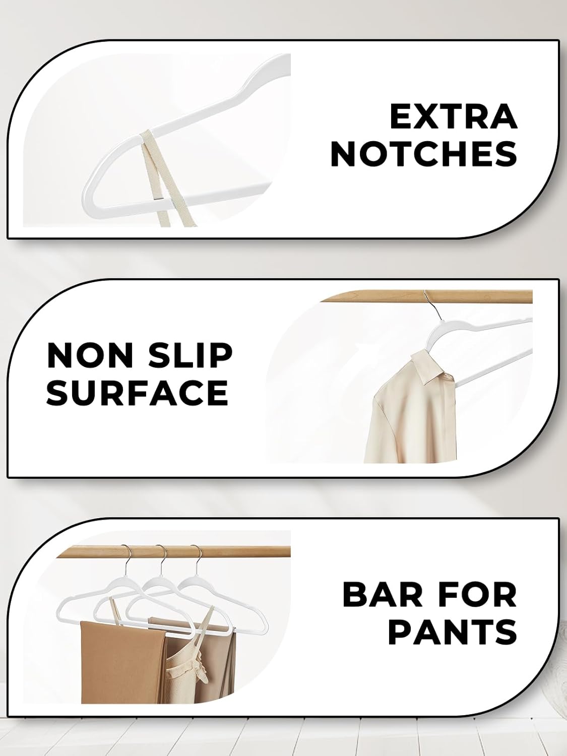 SMARTOR Plastic Hangers 50 Pack - Heavy-Duty, Space-Saving Slim Hangers | Durable & Lightweight - White