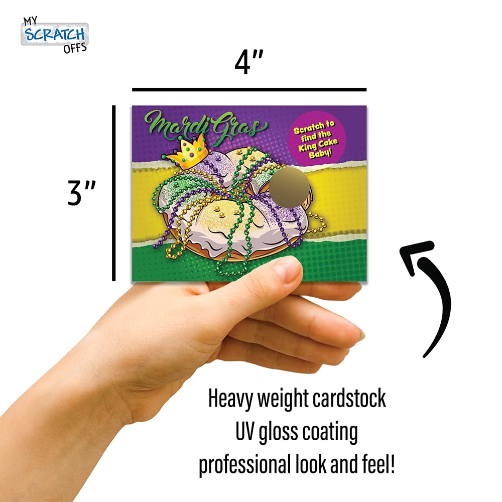 My Scratch Offs Mardi Gras King Cake Scratch Off Game Cards 26 Pack - 24 Non-Winning and 2 Winning per Pack