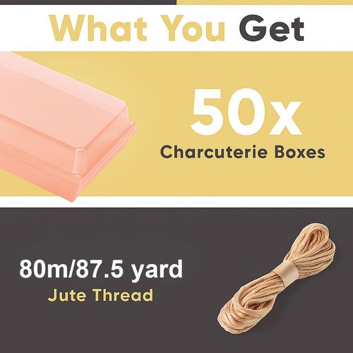 Leafiew 50 Pack 7x5 Inches Charcuterie Boxes with Clear Lids - Individual To Go Paper Charcuterie Board with Lid, Disposable Food Containers for Desserts, Cookie, Food, Charcuterie Accessories,Pink
