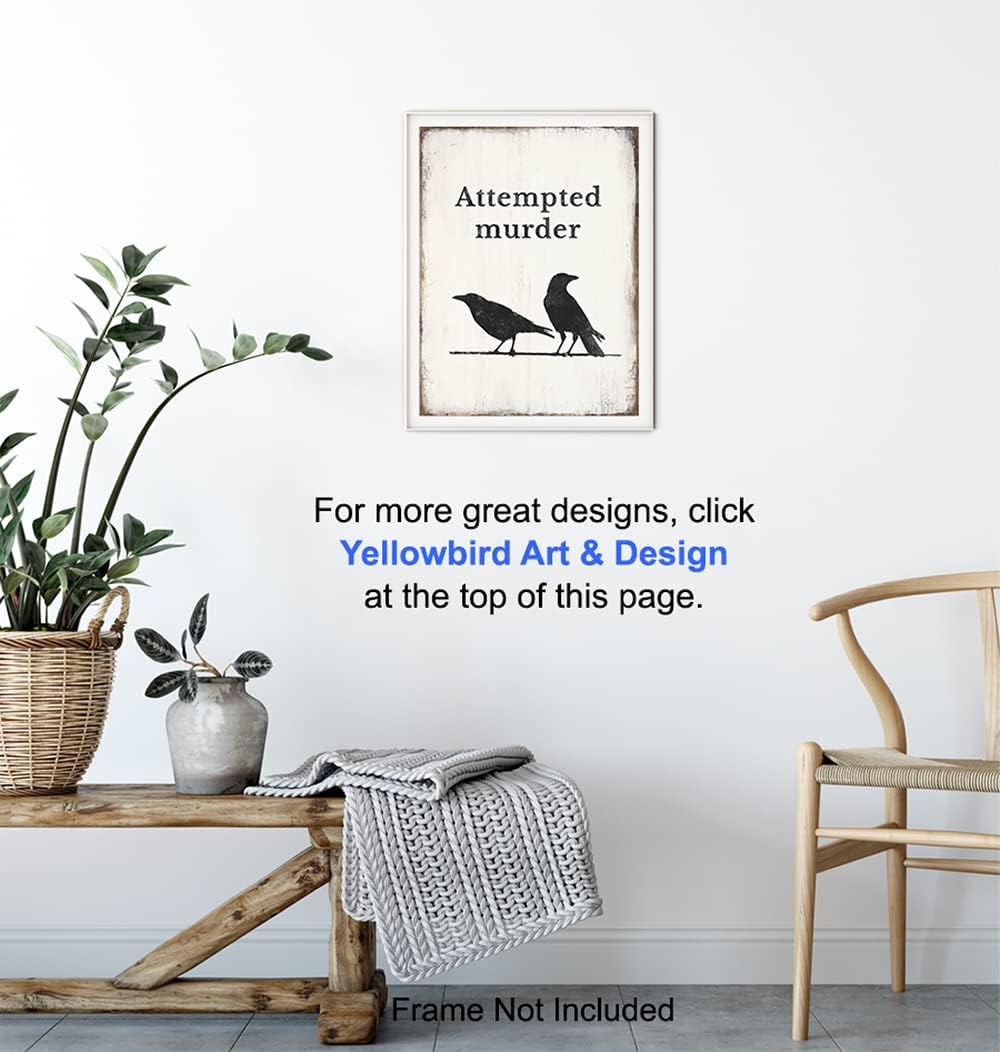 Raven Crow Typography Wall Art - Gothic 11x14 Poster for Home Aesthetic & Halloween Decor