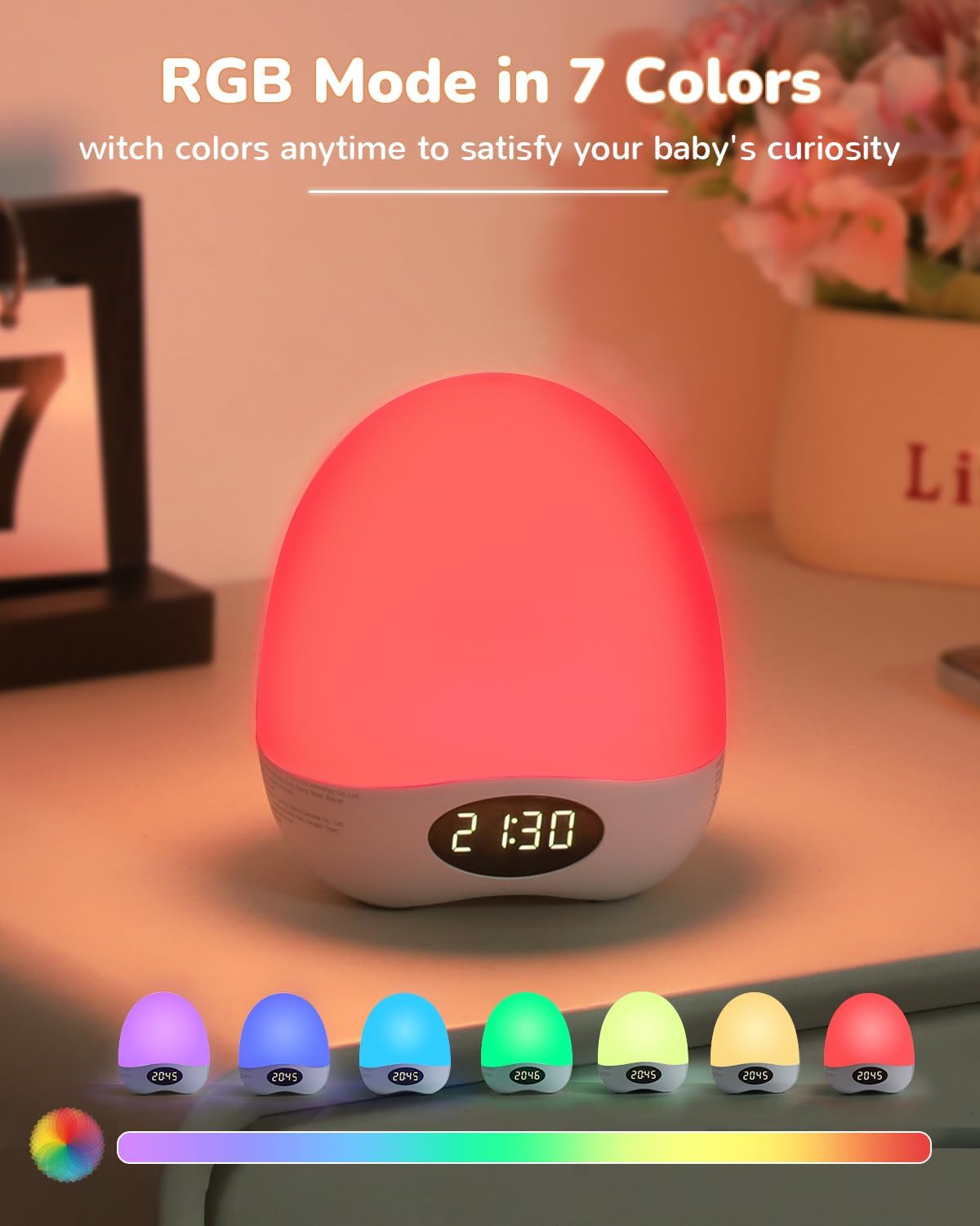 Skiennix Egg Night Light - Portable Rechargeable Baby Lamp with Touch Control & RGB Color Changing, Dimmable Design