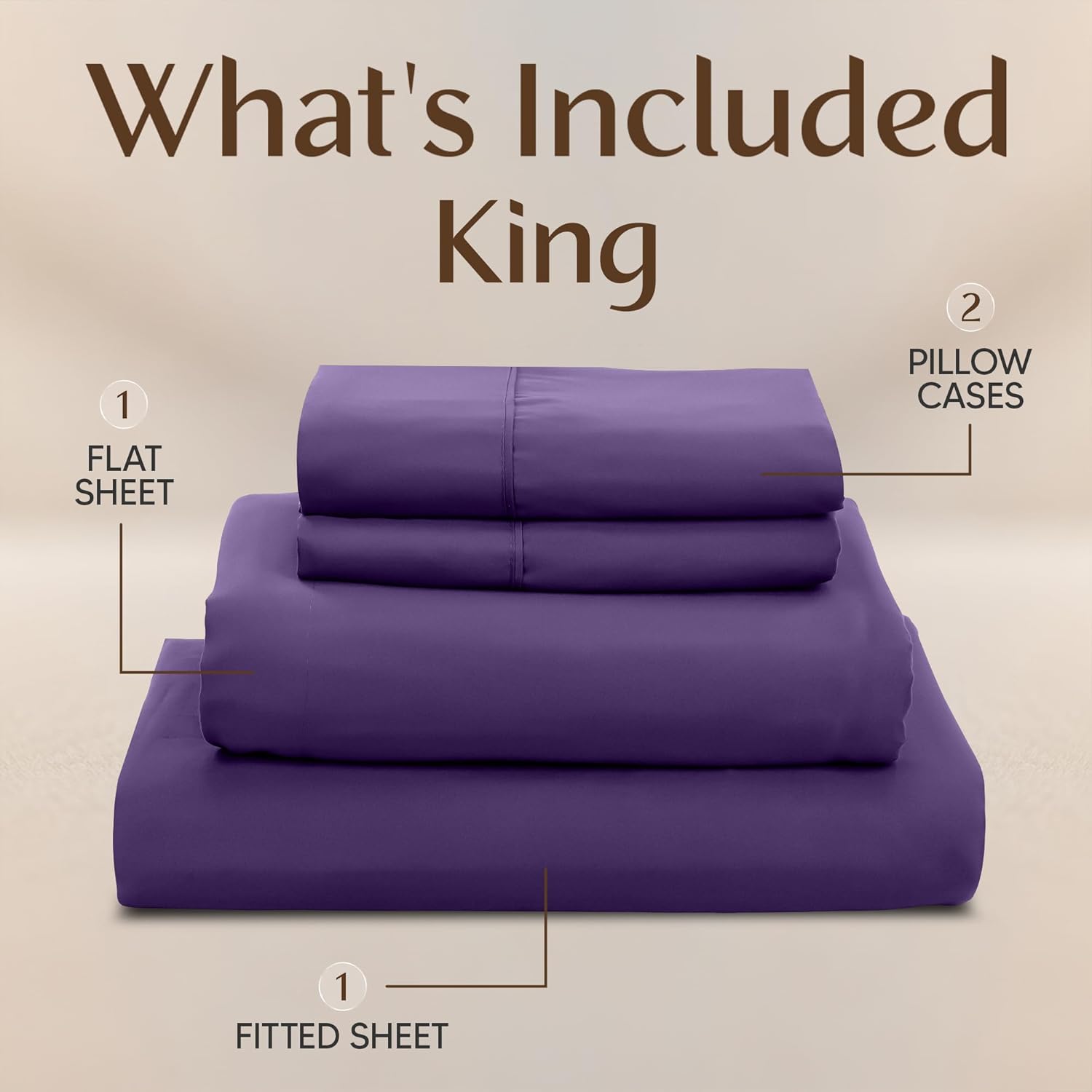 Utopia Bedding King Size Sheet Set - 4 Piece Soft Microfiber Bed Sheets | Oeko Tex Certified (Eggplant)