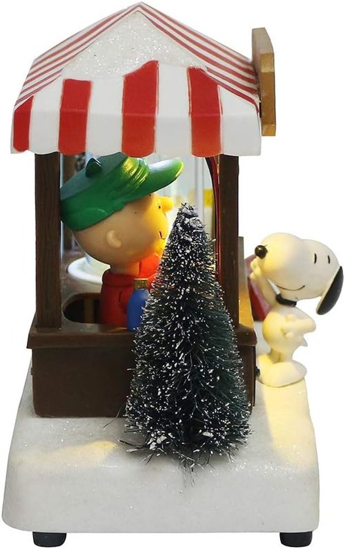 Kurt Adler 7-Inch LED Musical Table Piece - Battery-Operated Peanuts© Design for Holiday Decor