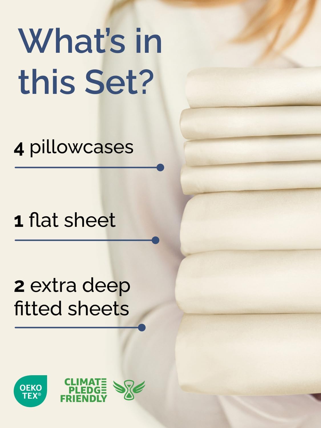 Skiennix Extra Deep Split King Sheet Set - 7 Piece Breathable Cooling Bedding - Soft, Wrinkle-Free Off White