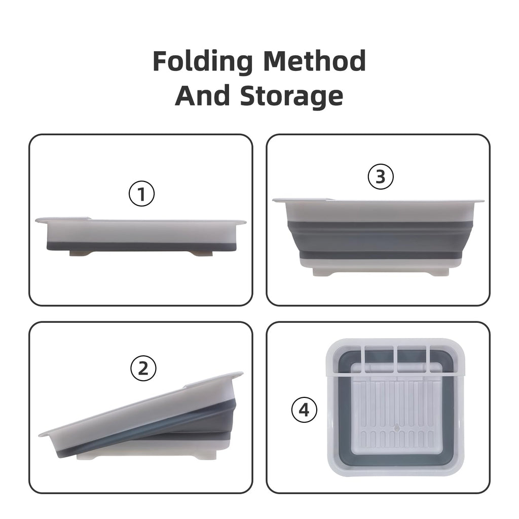 THANSTAR Collapsible Dish Drying Rack for RV Campers Portable Dinnerware Drainer Organizer for Kitchen Travel Trailer