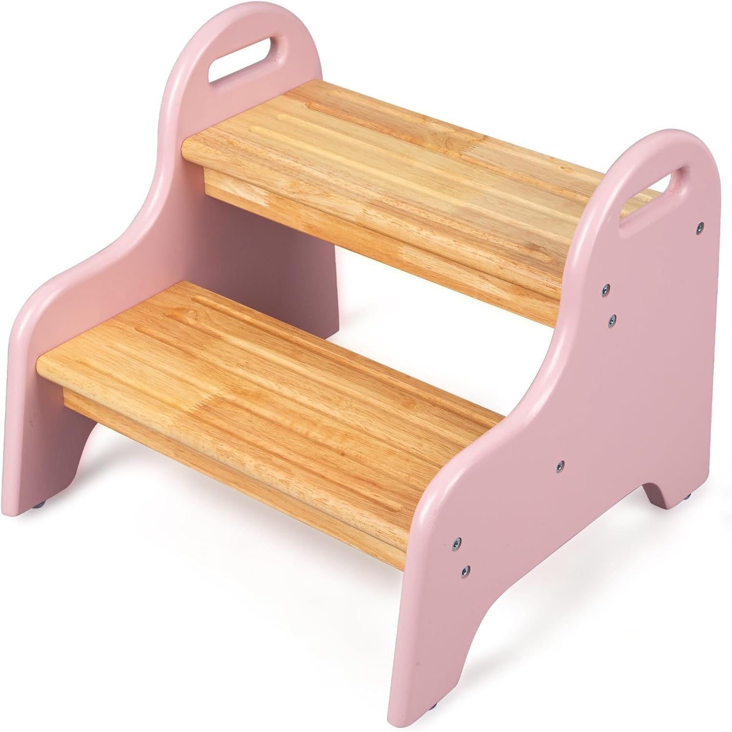 StrongTek Kids 2 Step Stool, Rubber Wood Step Children Stool, Safe & Sturdy, Ideal for Bathroom, Kitchen, Home Use, Durable, Non-Slip, Child Safety, Foot Stool, Toddler Step Stool, Easy to Clean