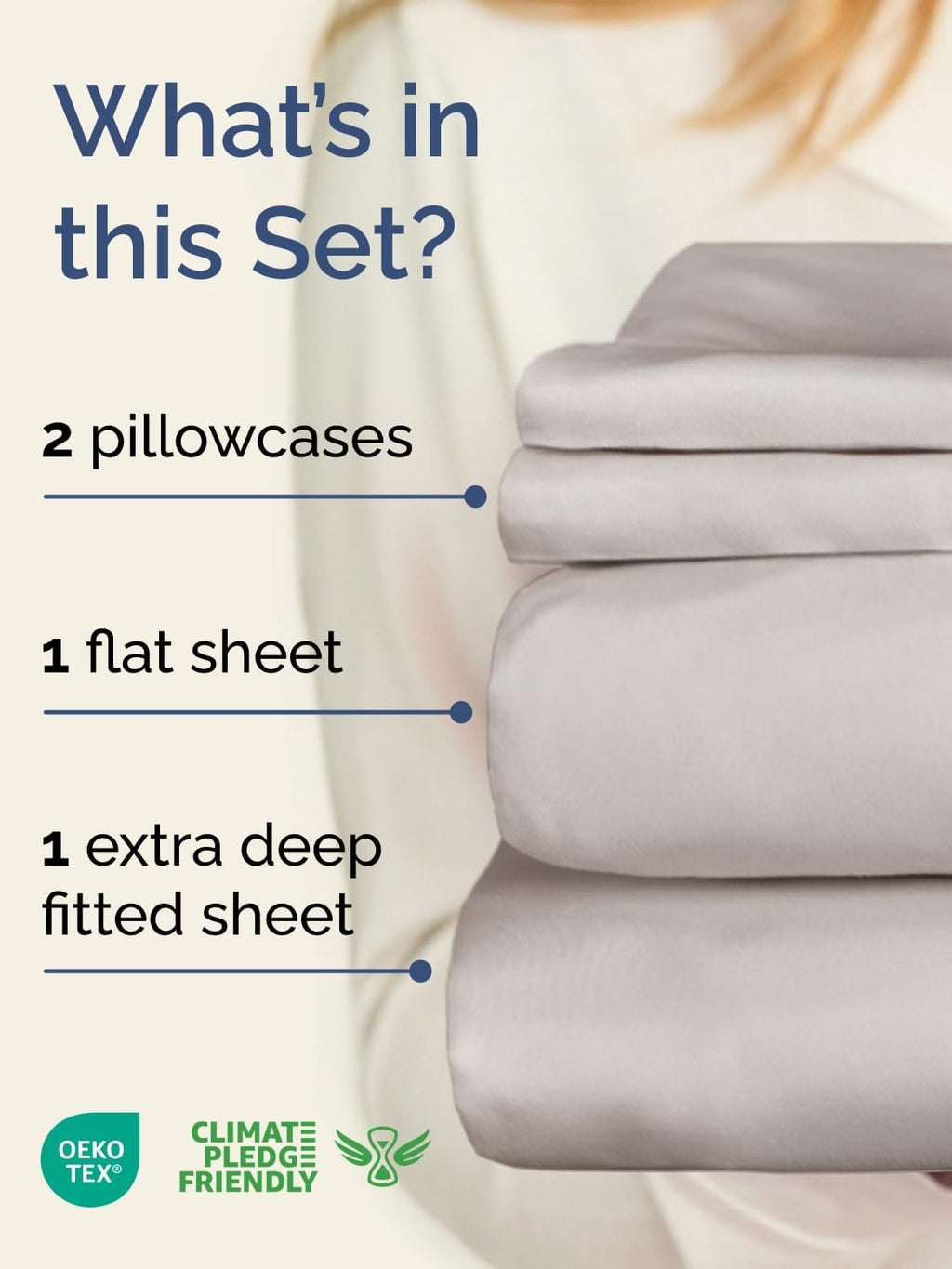 Skiennix Extra Deep Twin Sheet Set - 4 Piece Breathable Cooling Bedding - Soft Wrinkle-Free Light Grey