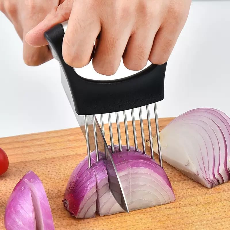 JCNART Large Stainless Steel Onion Slicer & Vegetable Holder