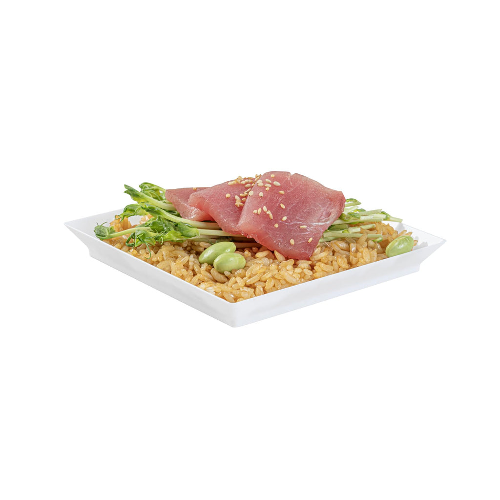 Restaurantware 5 x 5 Inch Mini Tasting Plates 100 Disposable Square Plastic Plates - Durable Stylish White Plastic Hors D'oeuvre Serving Plates For Desserts Or Appetizers At Parties