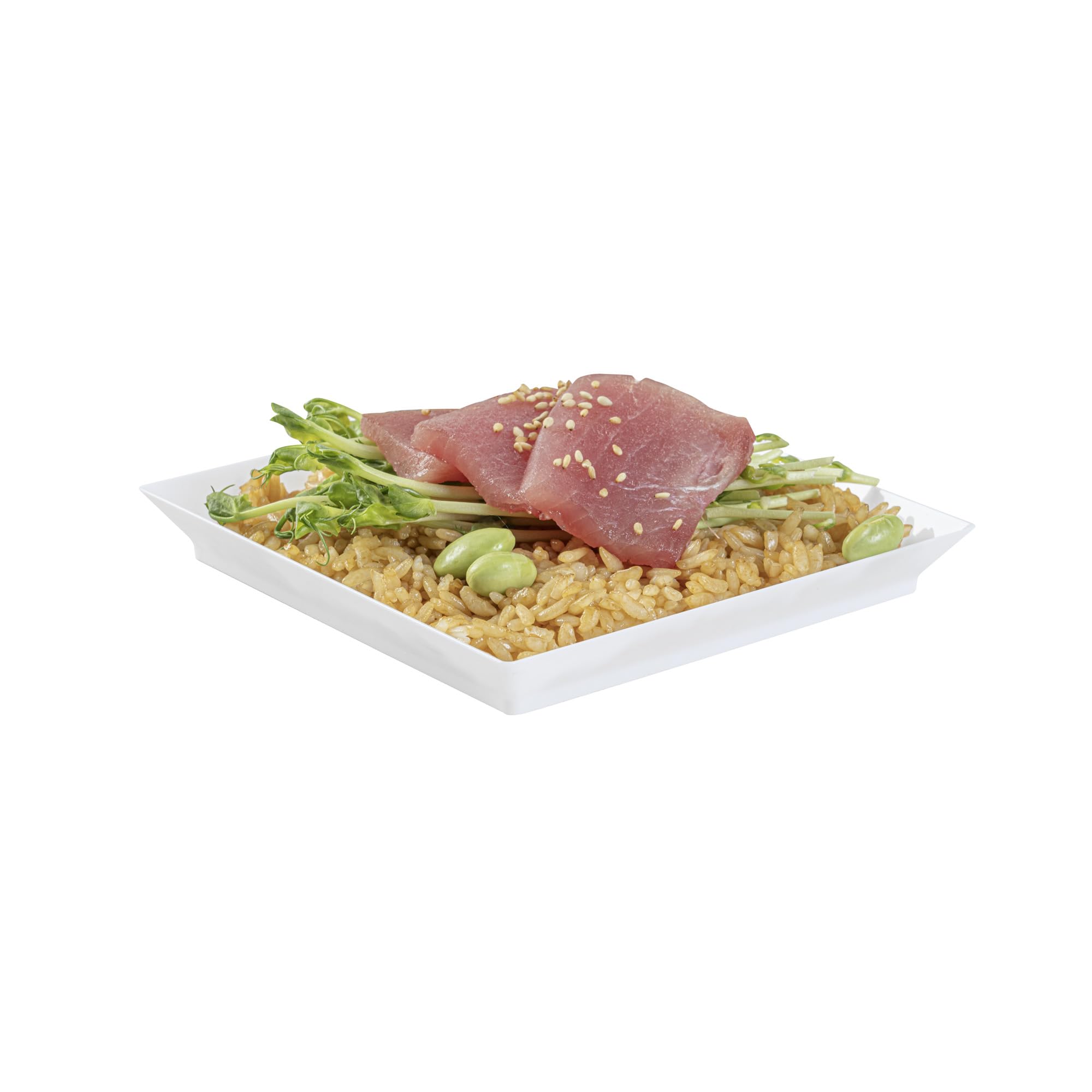 Restaurantware 5 x 5 Inch Mini Tasting Plates 100 Disposable Square Plastic Plates - Durable Stylish White Plastic Hors D'oeuvre Serving Plates For Desserts Or Appetizers At Parties