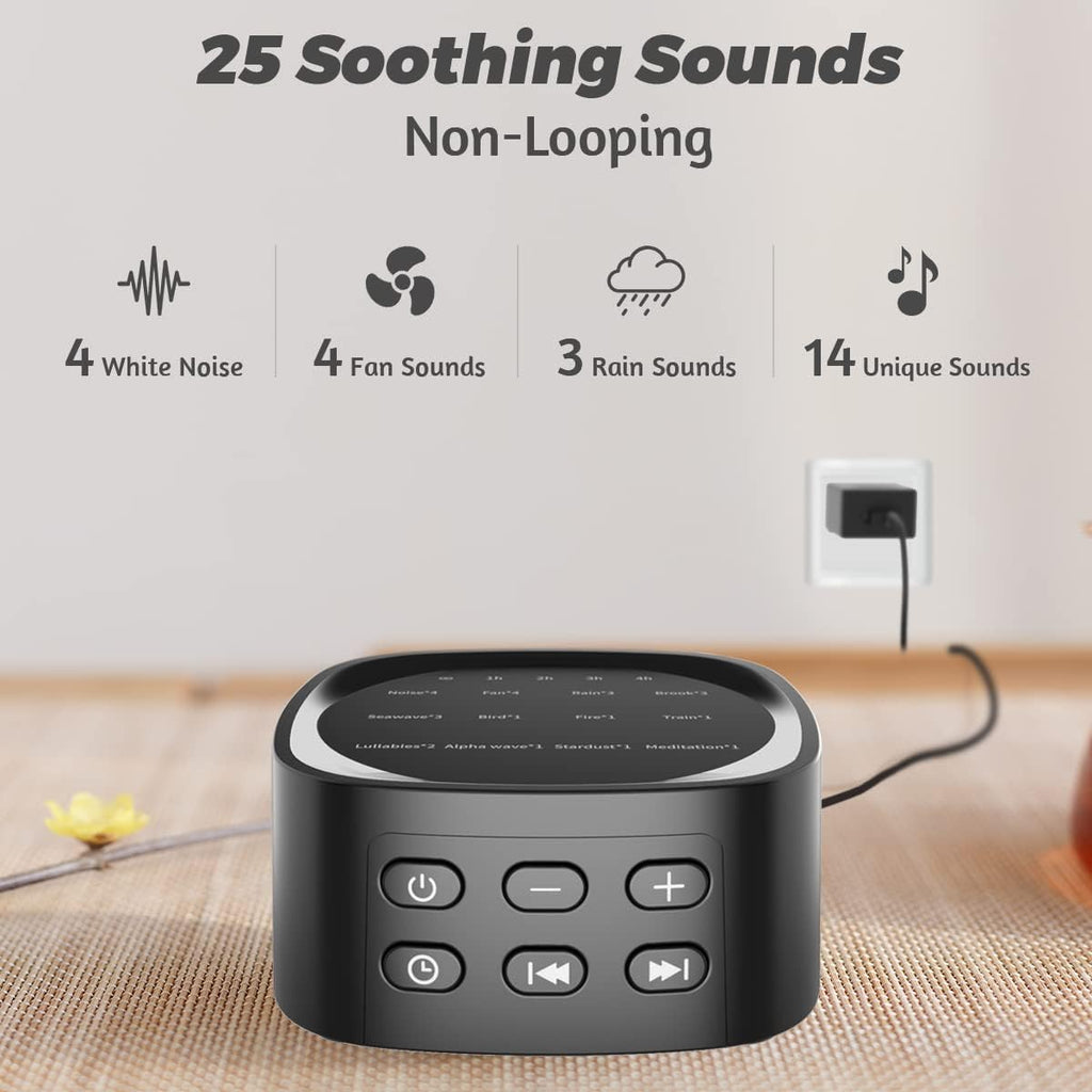 Sleepbox White Noise Sound Machine - 25 Soothing Sounds, 36 Volume Levels, Portable for Home & Travel