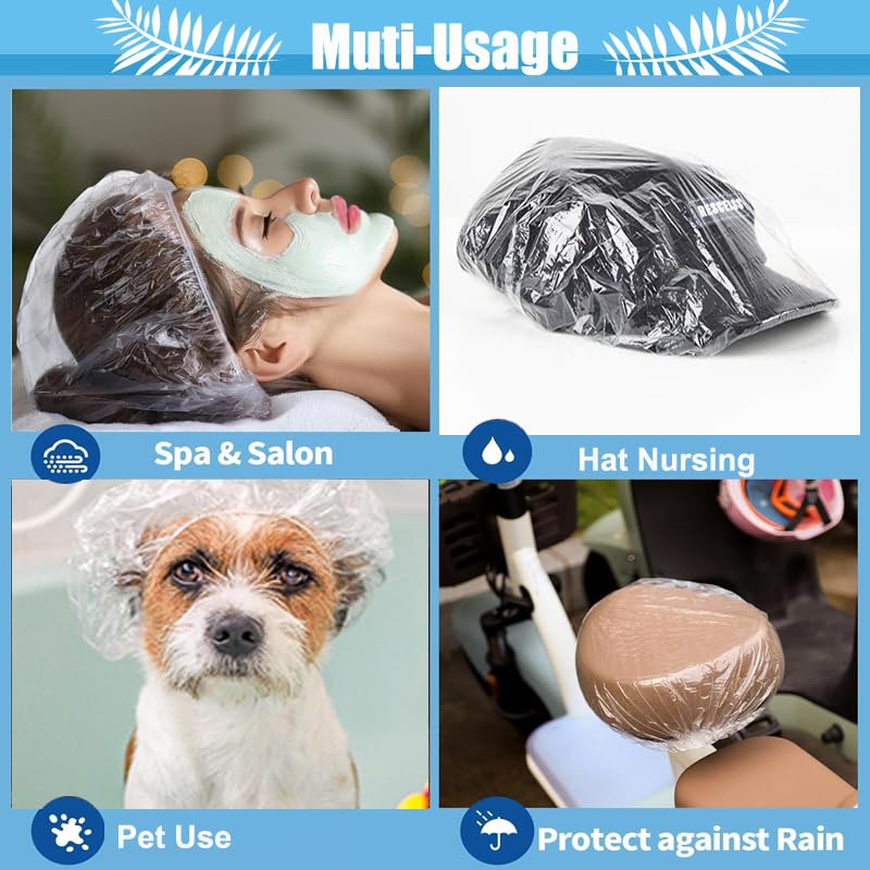 Groumh Large Disposable Shower Caps 50 Pcs Waterproof Hair Bath Caps