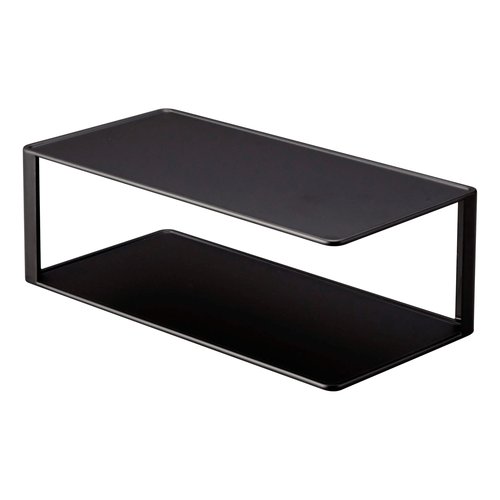 Yamazaki Home Tower Dish Storage Rack with Two Tiers, for Kitchen Cabinet Or Countertop Dinnerware Dinner Plate Cabinet Organizer, Long Metal Holder - Steel