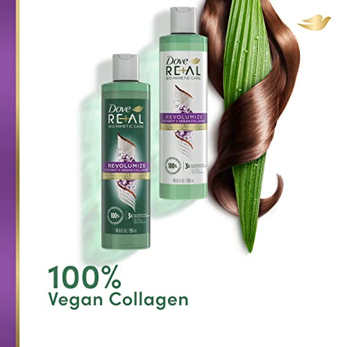 Dove RE+AL Bio-Mimetic Revolumize Conditioner with Coconut & Vegan Collagen for Fine Hair, 10 oz