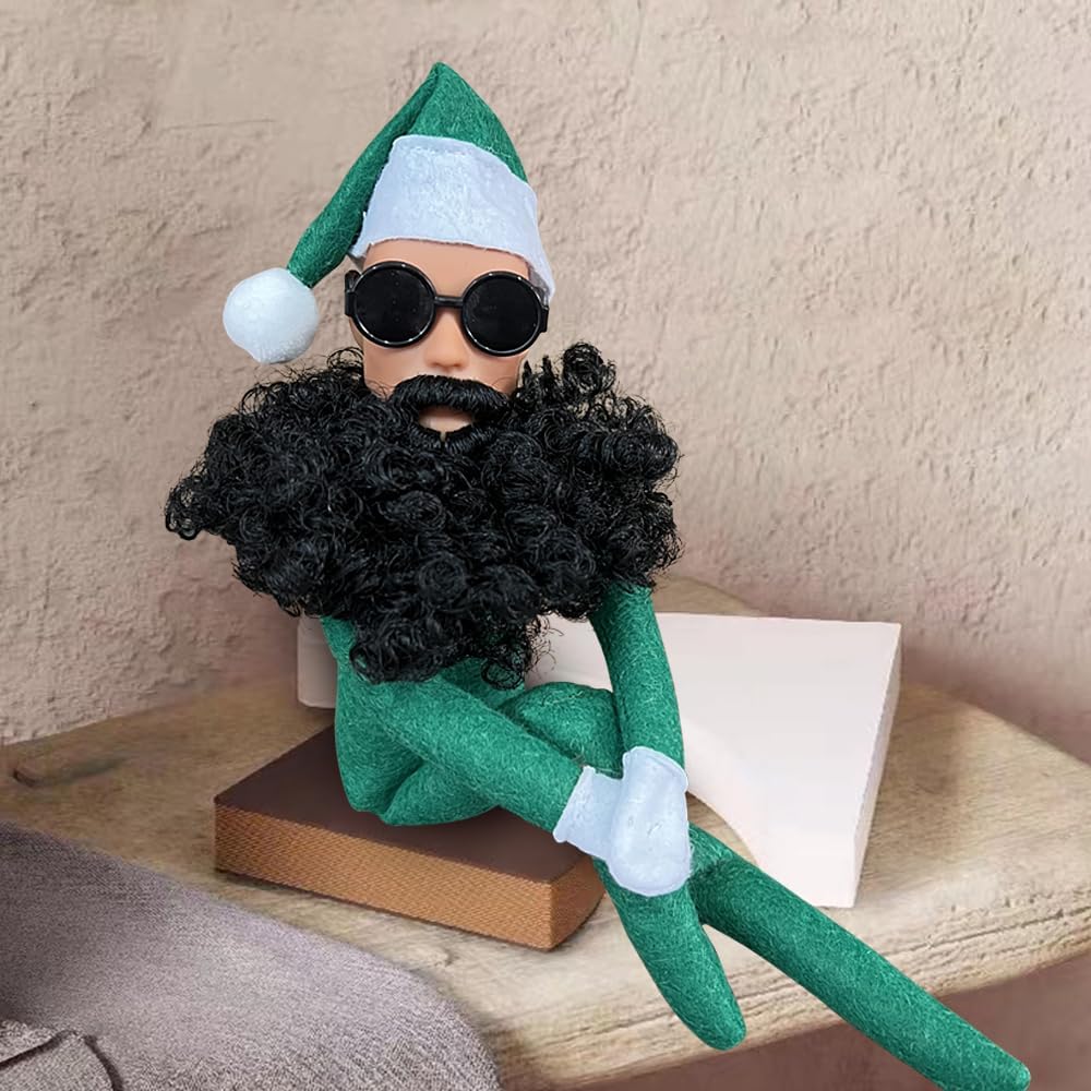 Skiennix Christmas Elf Doll Plush Toy - Funny Handmade Elf with Sunglasses for Holiday Gifts | Green