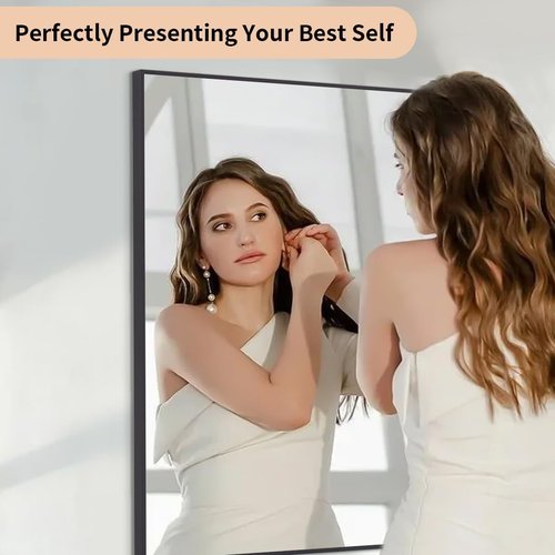 Koonmi Black Rectangle Wall Mirror - 20x30 Inch Aluminum Frame Vanity Mirror for Any Room