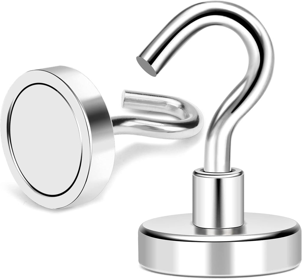 MIKEDE Magnetic Hooks - Heavy Duty 50Lbs+ Neodymium Magnet Hooks for Storage | Pack of 4