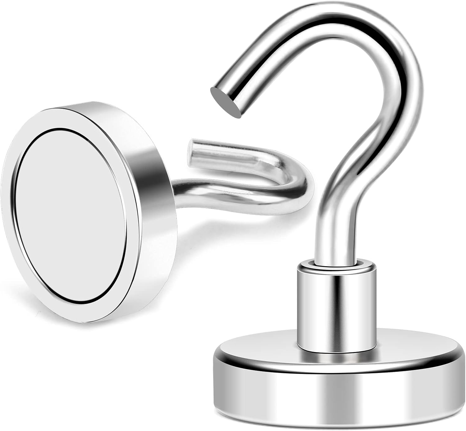 MIKEDE Magnetic Hooks - Heavy Duty 50Lbs+ Neodymium Magnet Hooks for Storage | Pack of 4