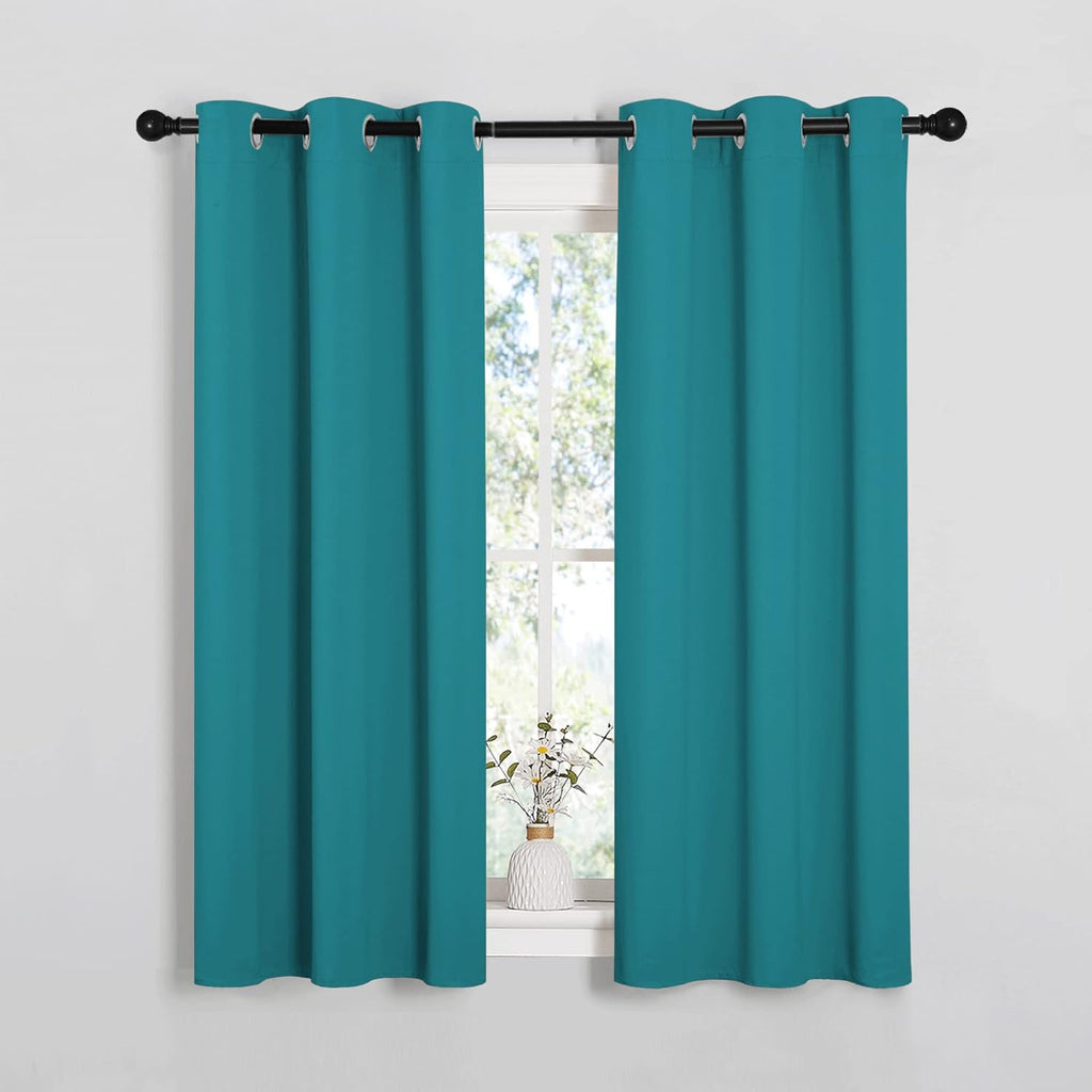 NICETOWN Blackout Curtains - Thermal Insulated Room Darkening Panels for Elegant Bedrooms | Peacock Teal, 54" Length (2 Pieces)