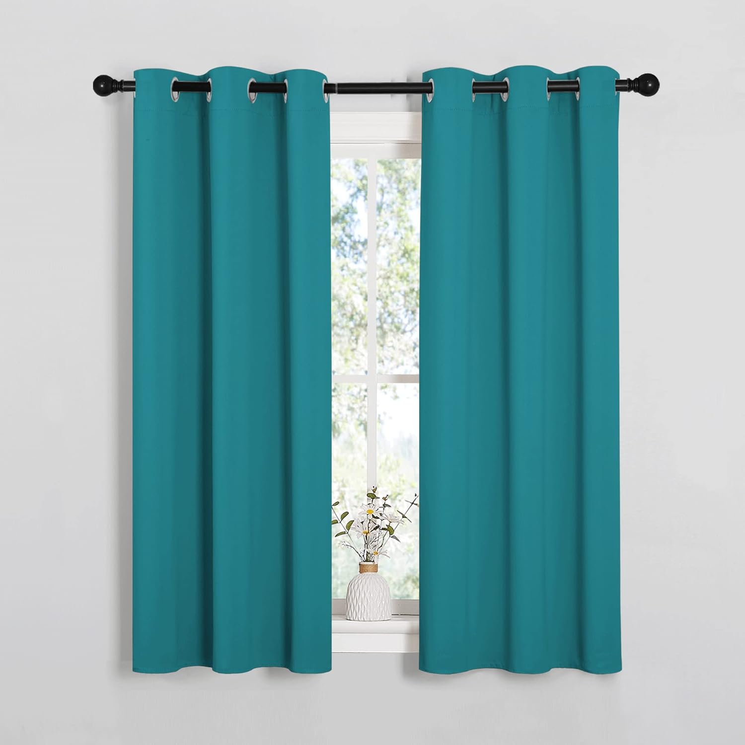 NICETOWN Blackout Curtains - Thermal Insulated Room Darkening Panels for Elegant Bedrooms | Peacock Teal, 54" Length (2 Pieces)