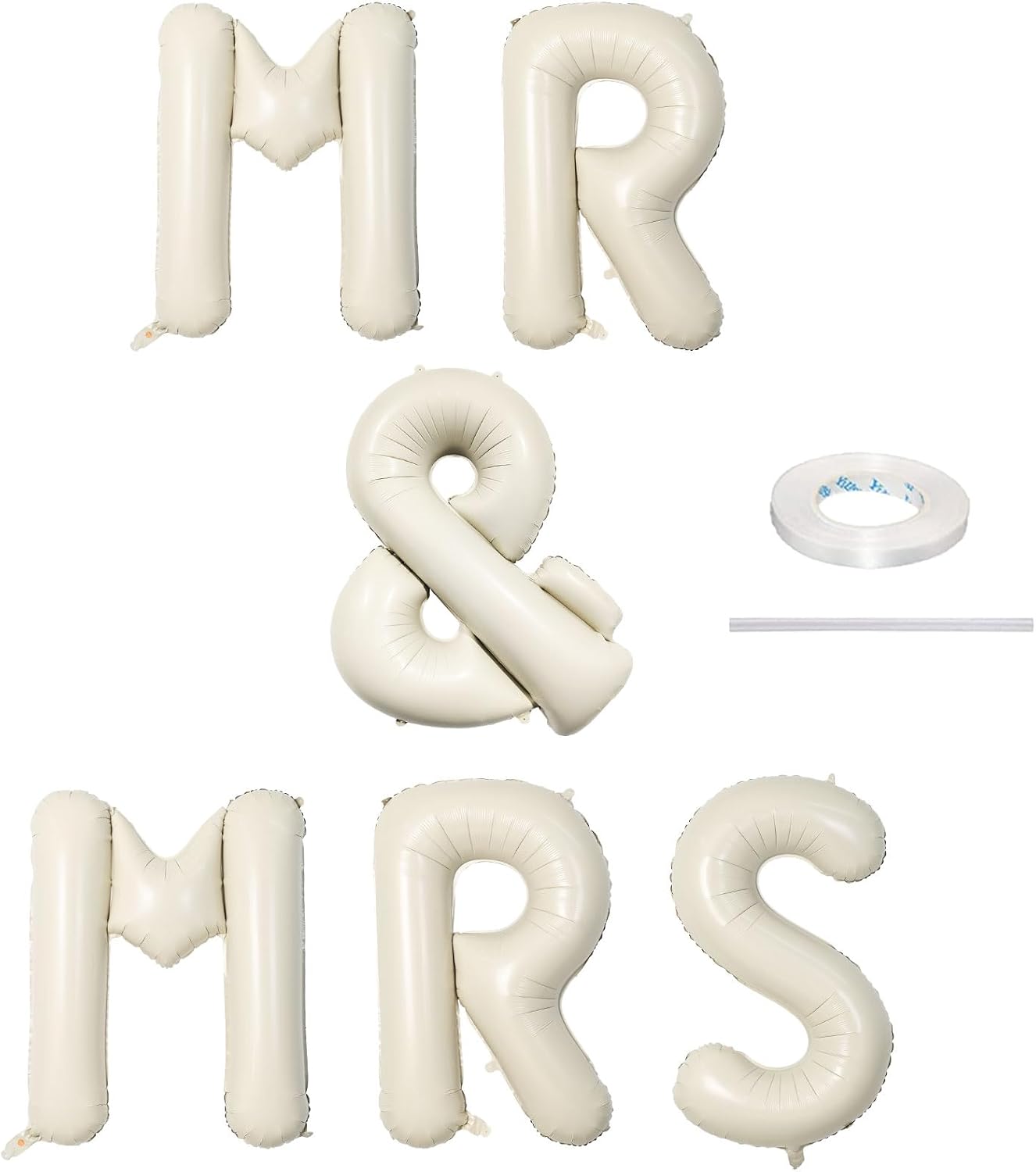 MR & MRS 40-Inch Beige Balloons - Large Cream Foil Letters for Wedding Decor | Ivory Banner for Engagement Party