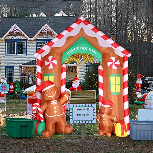 Christmas Inflatable Arch with Gingerbread Man and LED Lights for Outdoor Decor