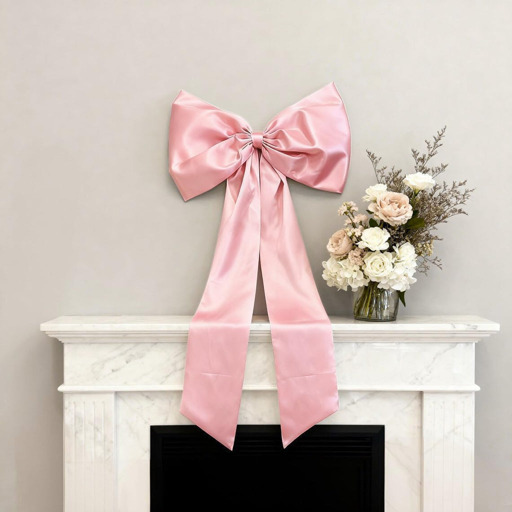 Skiennix Pink Bow Decor - 2 Pack of Large & Small Coquette Wall Backdrop for Valentine's Day & Events
