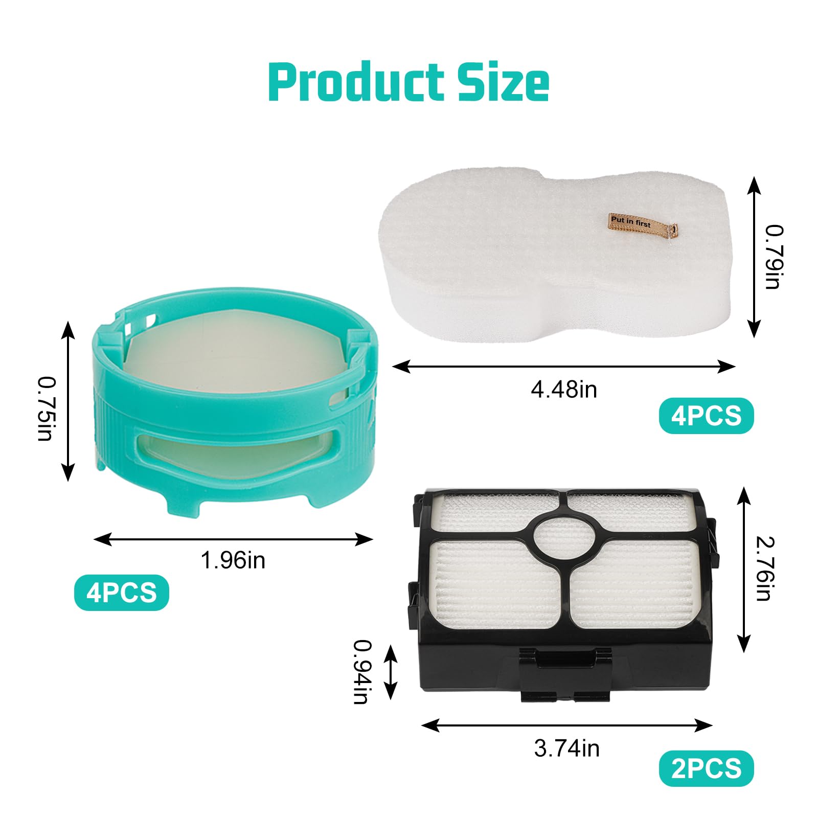 Replacement Filters for Shark HZ3002 HZ3000 Stratos Ultralight Corded Stick Vacuum with 4PCS Foam & Felt Filter, 4PCS Replacement Shark Odor Neutralizer Cartridge, Replace Part XFFKHZ3000 XHFHZ3000