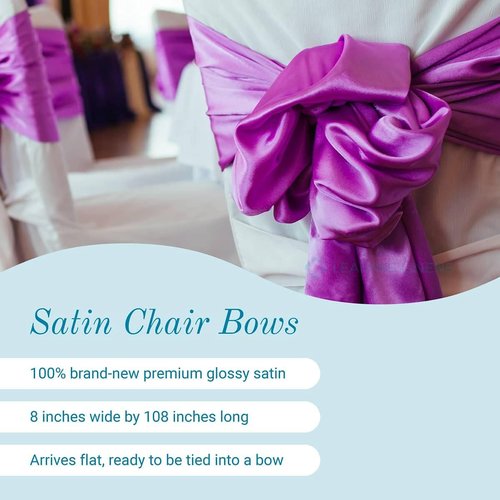 Elegant Satin Bow Sash Chair Covers by [Brand Name] - Perfect for Weddings & Events | Set of 100 in Plum Purple