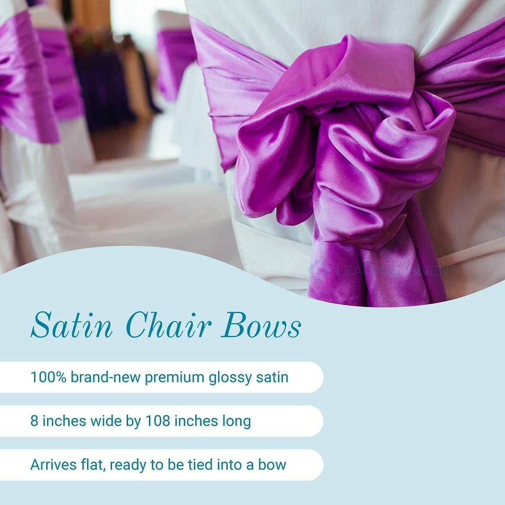 Satin Bow Sash Chair Covers by [Brand Name] - Elegant Decorations for Weddings & Events | Set of 10, Black