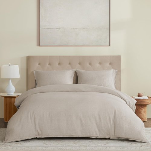 DAPU 100% Linen Duvet Cover Set - Breathable Natural French Flax | Soft, Lightweight, Durable for Hot Sleepers (Queen)