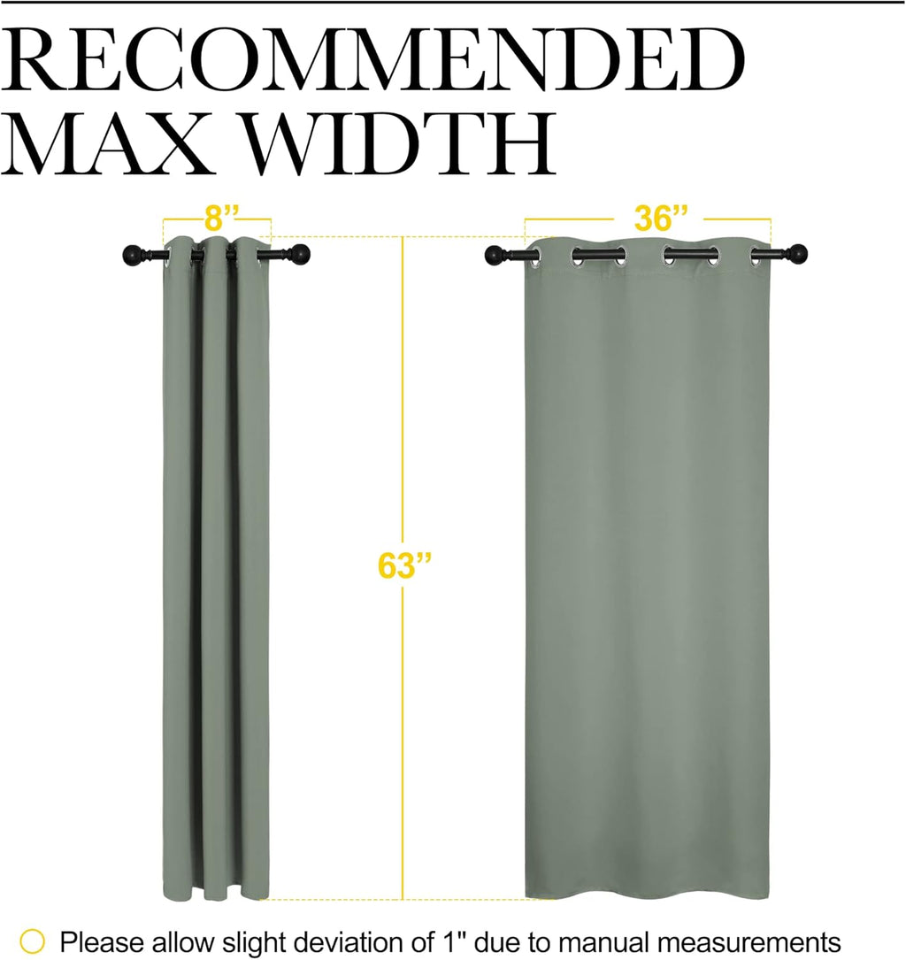 NICETOWN Blackout Short Curtains - Thermal Insulated Grommet Top Drapes for Nursery | Greyish Green (42 x 63 inches)