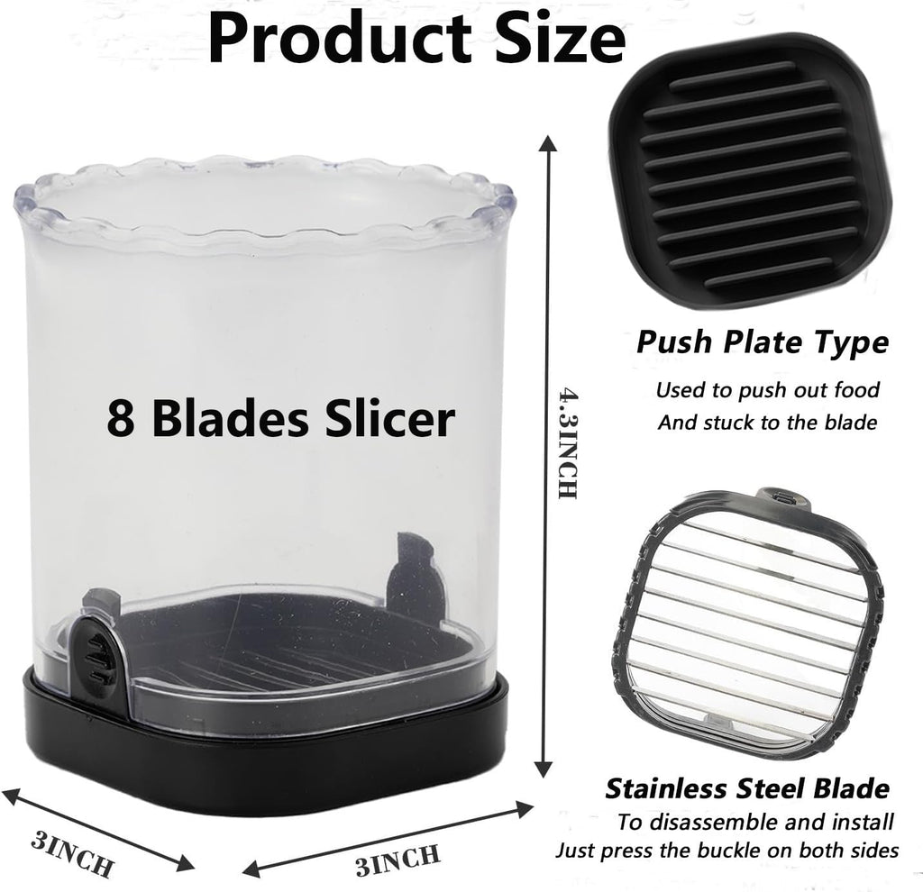 Fruit Slicer Cup,Strawberry Cutter Slicer with Stainless Blades for Egg Banana Cucumber Mushroom,Detachable Kitchen Gadget Tool Vegetable Salad Cut Slice -Precision Berry Cutter Black