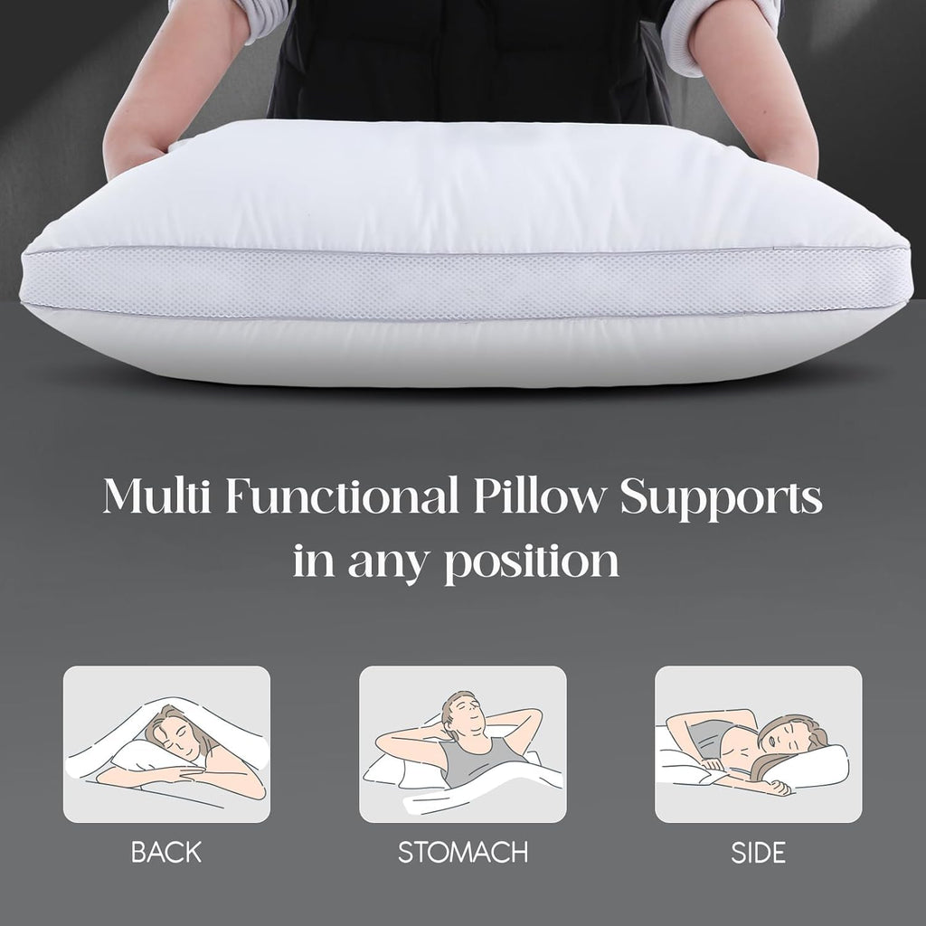 Yalamila Goose Down Bed Pillows Queen Size Set of 2 (White), Hotel Collection Pillows for Sleeping, Gusseted Pillow for Side, Back, or Stomach Sleepers, 20" x 30"