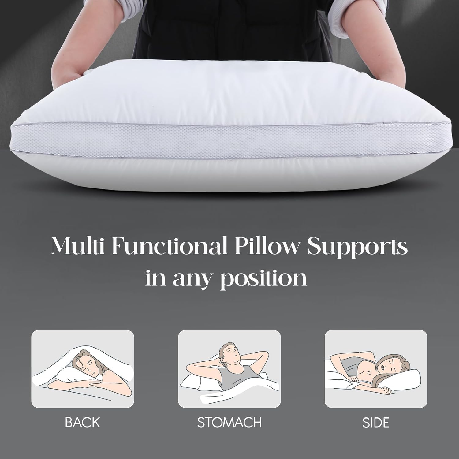 Yalamila Goose Down Bed Pillows Queen Size Set of 2 (White), Hotel Collection Pillows for Sleeping, Gusseted Pillow for Side, Back, or Stomach Sleepers, 20" x 30"