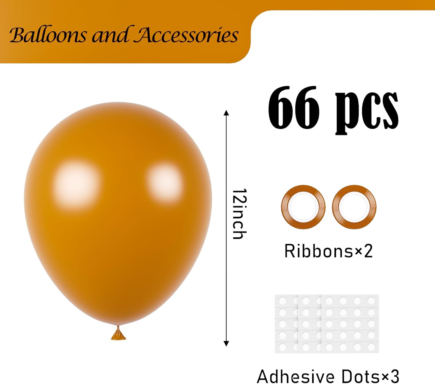 Voircoloria 12-Inch Burnt Orange Balloons - 66-Pack Retro Latex for Weddings, Birthdays & Celebrations