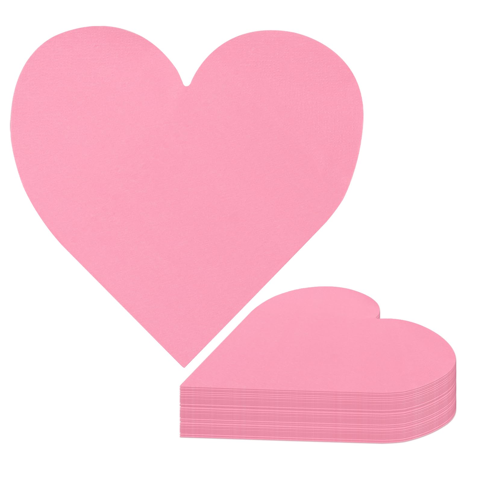 FOIMAS 100pcs Valentine Heart Paper Napkin,Disposable Pink Heart Cocktail Napkins for Anniversary Valentine's Day Party Wedding Birthday Table Decoration Supply