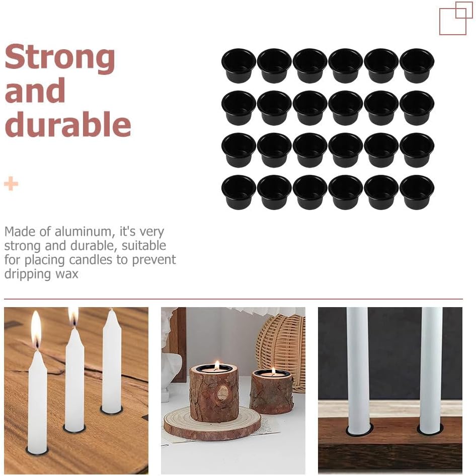 Skiennix 36-Piece Aluminum Candle Cup Set - Mini Taper Candle Holders in Black for Elegant Decor