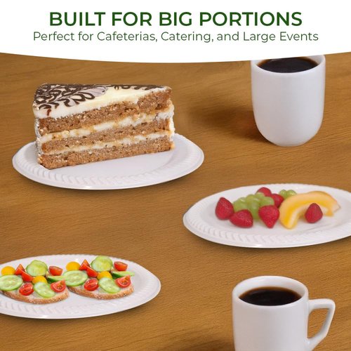 Betta 6-Inch Disposable Plastic Dessert Plates, White, 800 Count, Bulk Case for Schools, Breakrooms and Cafeteria, Microwave Safe (8 Pack Per Box x100)