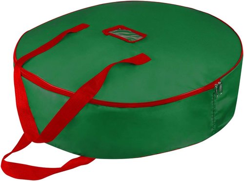 Christmas Wreath Storage Bag | 30" Heavy-Duty Container with Reinforced Handles & Double Zipper - Protect Decorations - Green