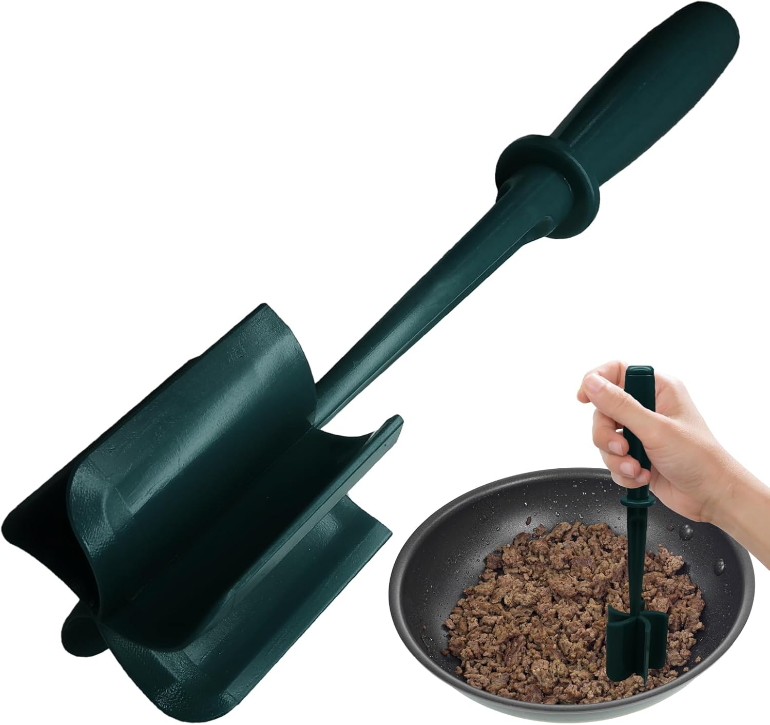 Skiennix Meat Masher - 5 Curve Blade Hamburger Chopper | Heat Resistant Kitchen Tool (Aqua)