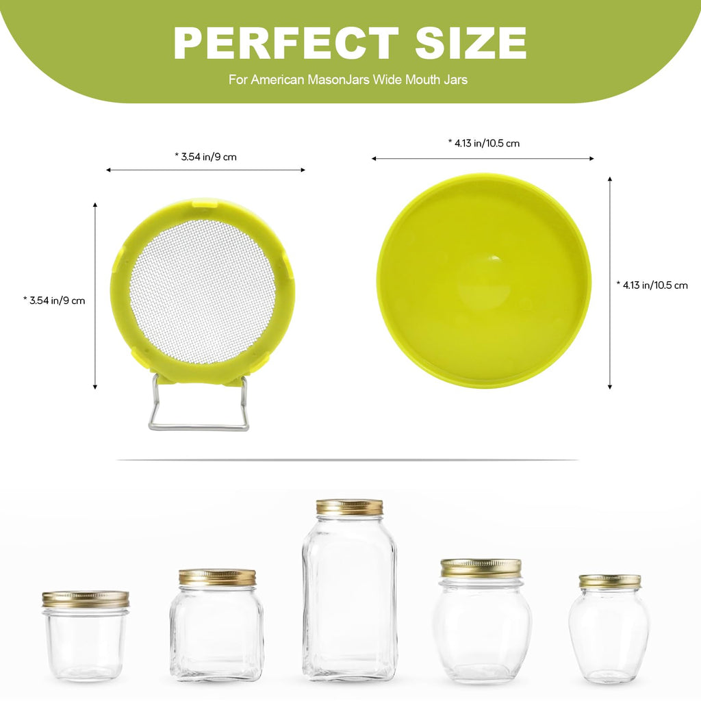 Wide Mouth Mason Jar Sprouting Kit with Sprouting Lids and Drainage Tray - Ideal for Bean, Alfalfa Sprouts and Microgreens, Vertical and Angled Placement Support（One lid and one drip tray）
