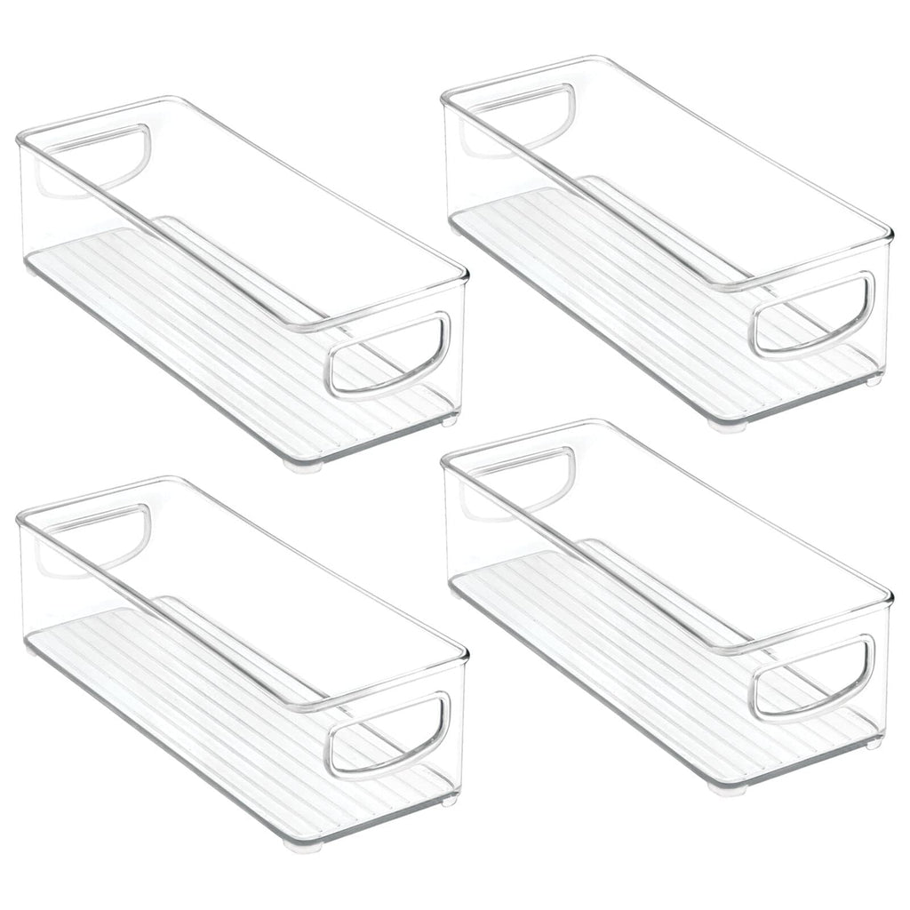 mDesign Kitchen Cabinet and Pantry Storage Organizer Bins - Pack of 4, Shallow, Clear