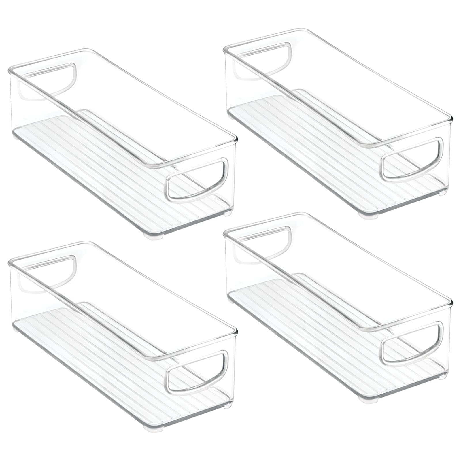 mDesign Kitchen Cabinet and Pantry Storage Organizer Bins - Pack of 4, Shallow, Clear
