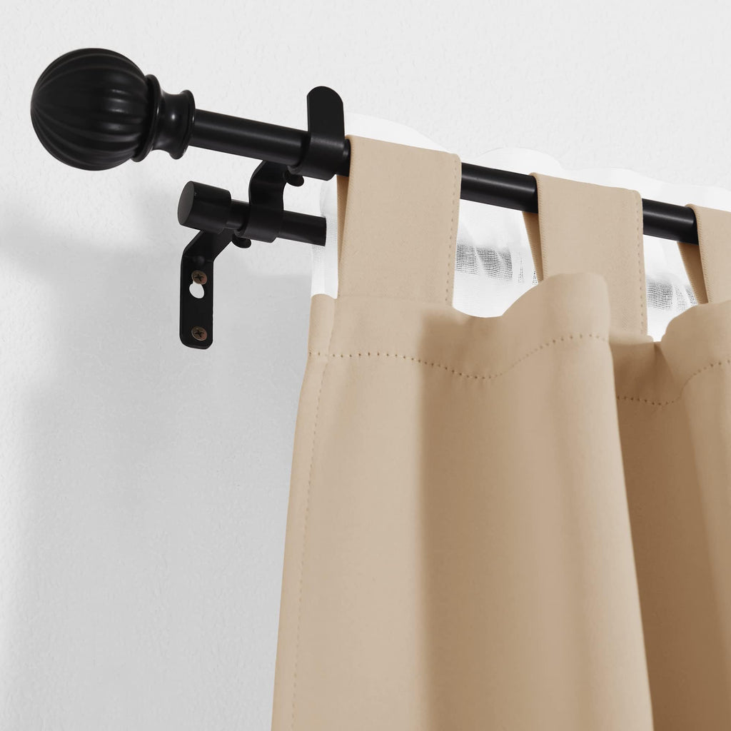 NICETOWN Adjustable Curtain Rods 2-Pack 48-86 Inch, Matte Black Copper Rods with Decorative Finials for Windows, Heavy Duty Window Drapery Poles for Indoor Outdoor Patio Bedroom