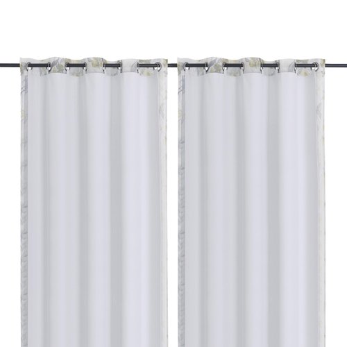 Chyhomenyc Window Blackout Curtain Liners with 18 Rings, Thermal Insulated 100% Blackout Liner for 84 Inch Curtains, Each 50Wx80L, 2 Liners Per Set with 18 Pieces Rings