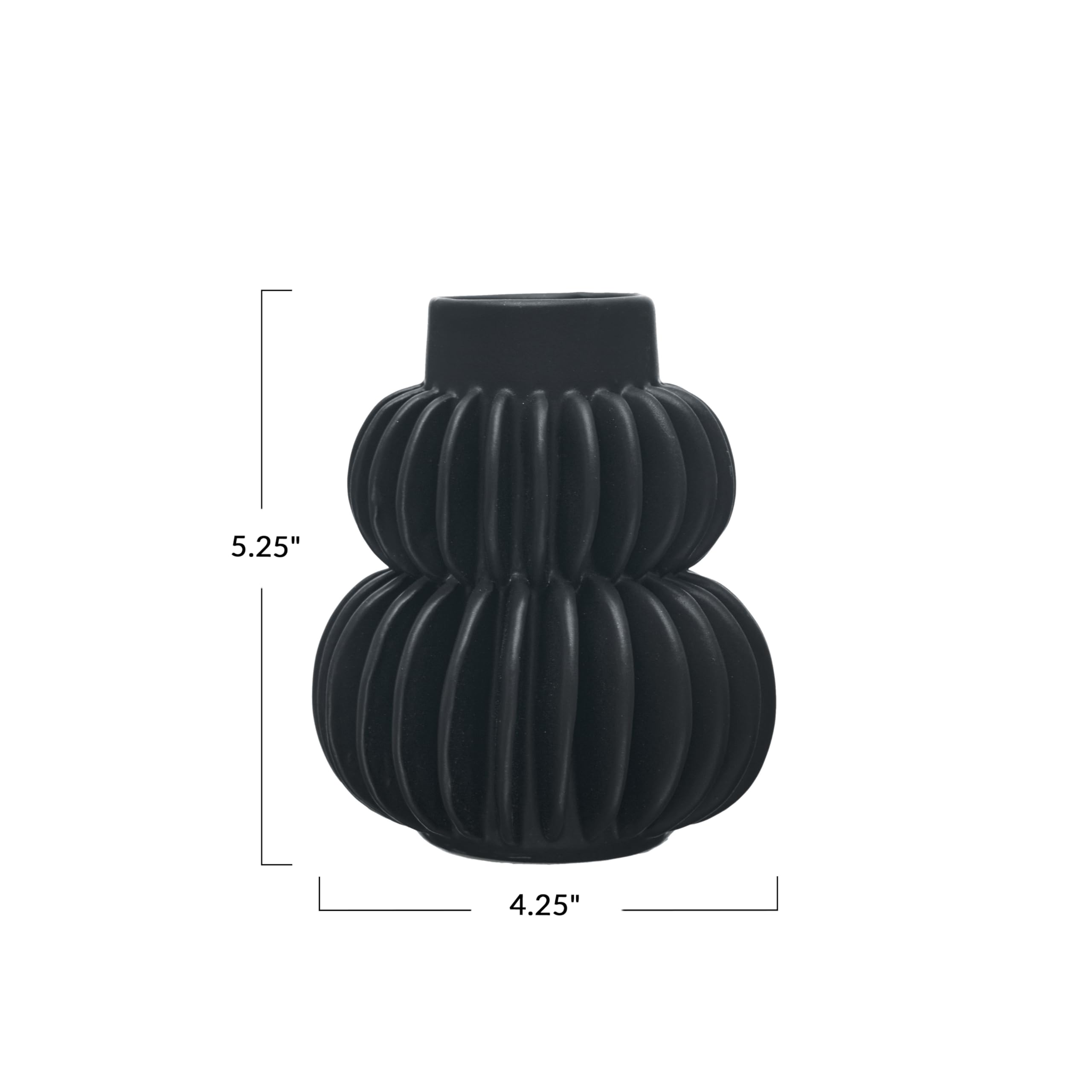 Bloomingville Decorative Pleated Stoneware Vase, Black