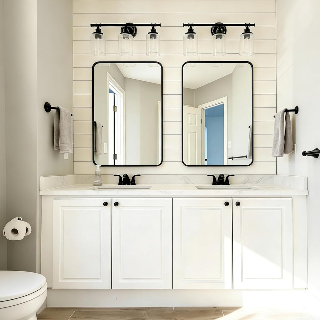 USHOWER 2-Pack Black Bathroom Mirrors - Modern Farmhouse Design, 24 x 36 Inch, Wall Mounted