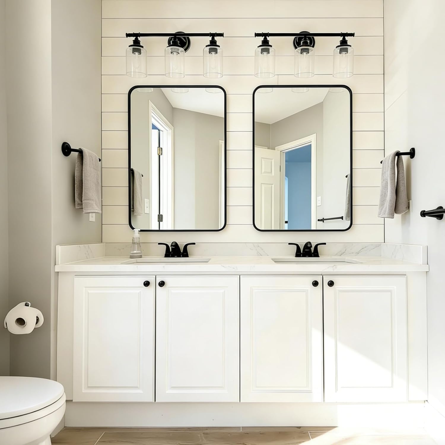USHOWER 2-Pack Black Bathroom Mirrors - Modern Farmhouse Design, 24 x 36 Inch, Wall Mounted