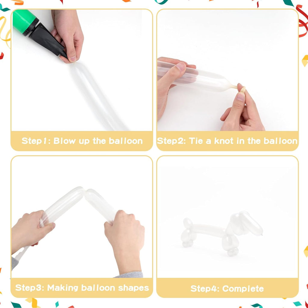 RUBFAC Clear Long Skinny Latex Balloons - 100pcs Transparent Twisting Balloons for Kids' Parties & Decorations